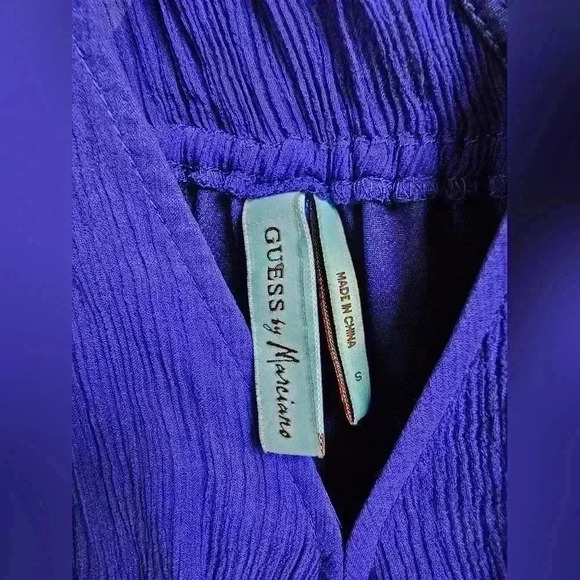 Guess By Marciano Blue Sleeveless Chiffon Dress Size S Sheer Fairy Cocktail - Picture 10 of 11